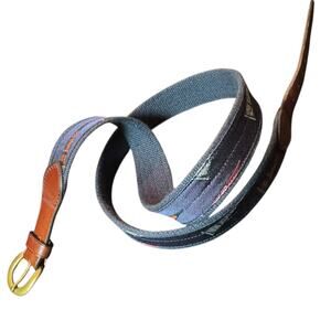 Vintage Ralph Lauren Rugby Size Large Pennant Design Canvas and Leather Belt